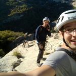Gabriele e Pici al telefono Ferrata Pietrapertosa SudEst Climb